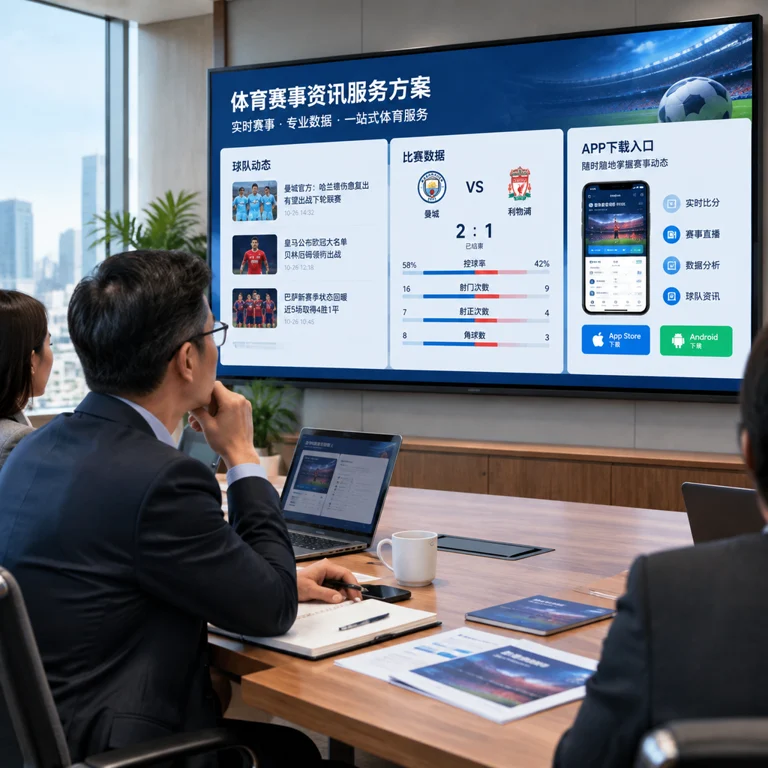 企业用户查看足球赛后分析与球队动态的办公场景
