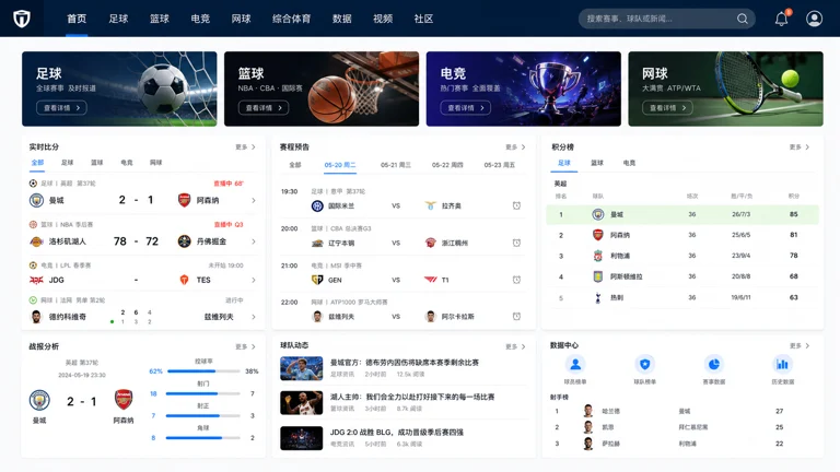 开云体育官网资讯页面的赛事信息与数据服务界面示意图
