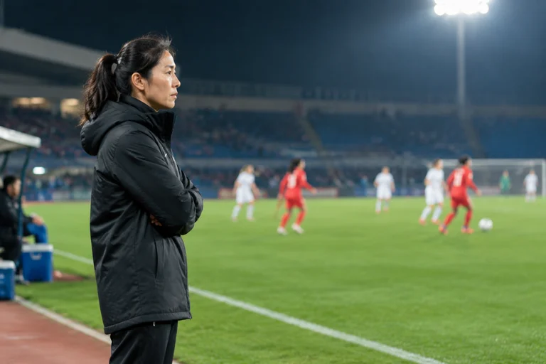 U20女足教练团队在场边观察比赛进程